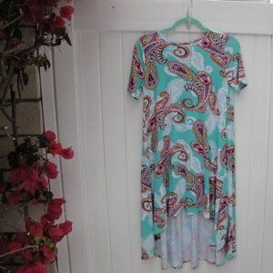 Solo La Fe Dress Size Small Green Paisley High-Low Print